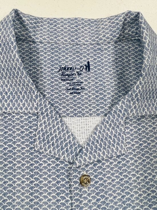 Johnnie O Shackleford Hangin’ Out Short Sleeve Button-Up Medium NWOT Navy Blue - Picture 6 of 14